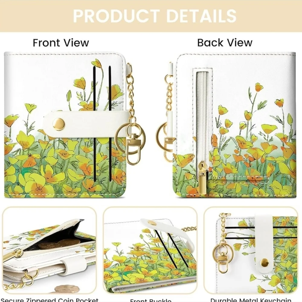 Floral White and Yellow Wallet